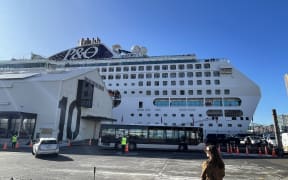 P&O Pacific Explorer docked at Queens Wharf, Auckland on 12 August, 2022.