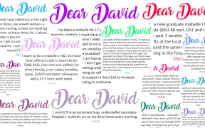 Some of the 'Dear David' messages from midwives.