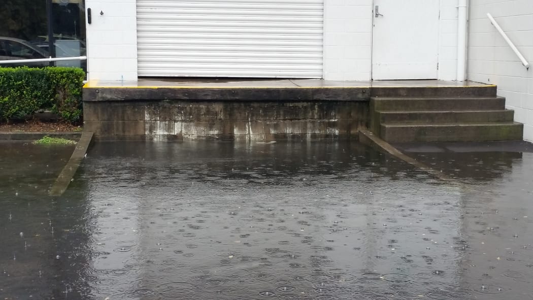 Flooding at the carpark of Three Kings in Auckland.