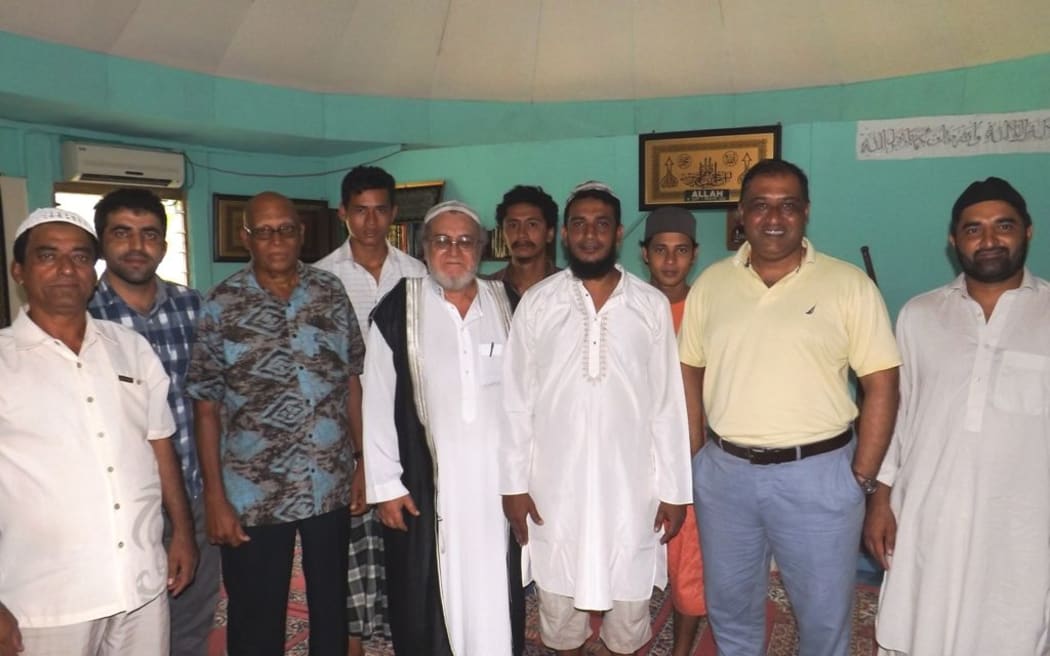 Some Muslims in Samoa after a call to  prayer.