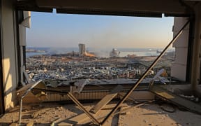 A view shows the aftermath of yesterday's blast at the port of Lebanon's capital Beirut, on August 5, 2020.