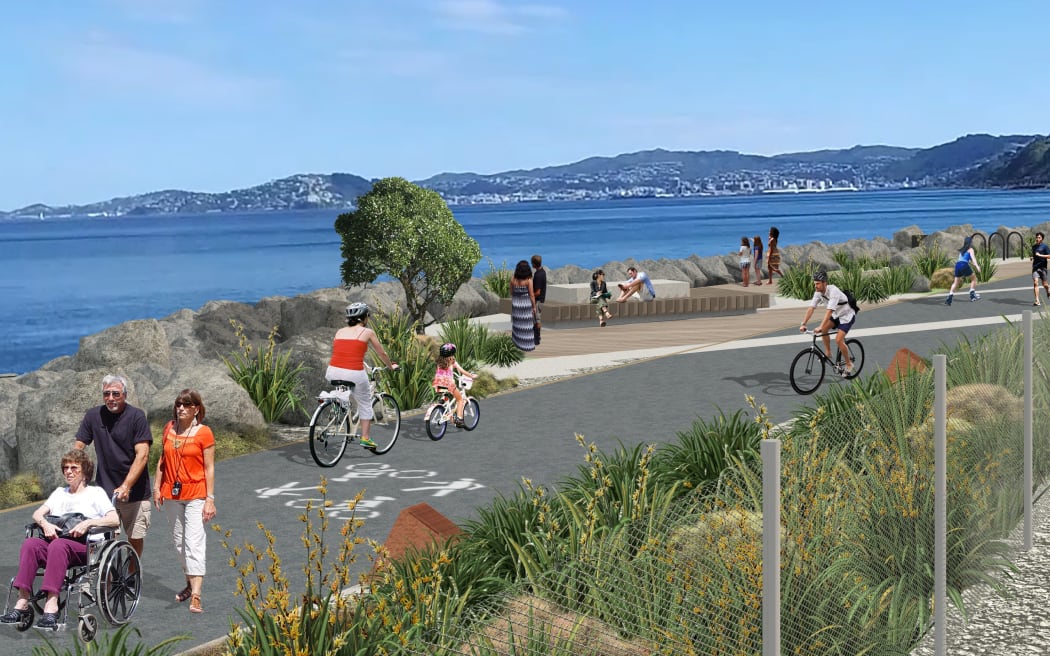 A rendering of what the Ngauranga to Petone section could look like.