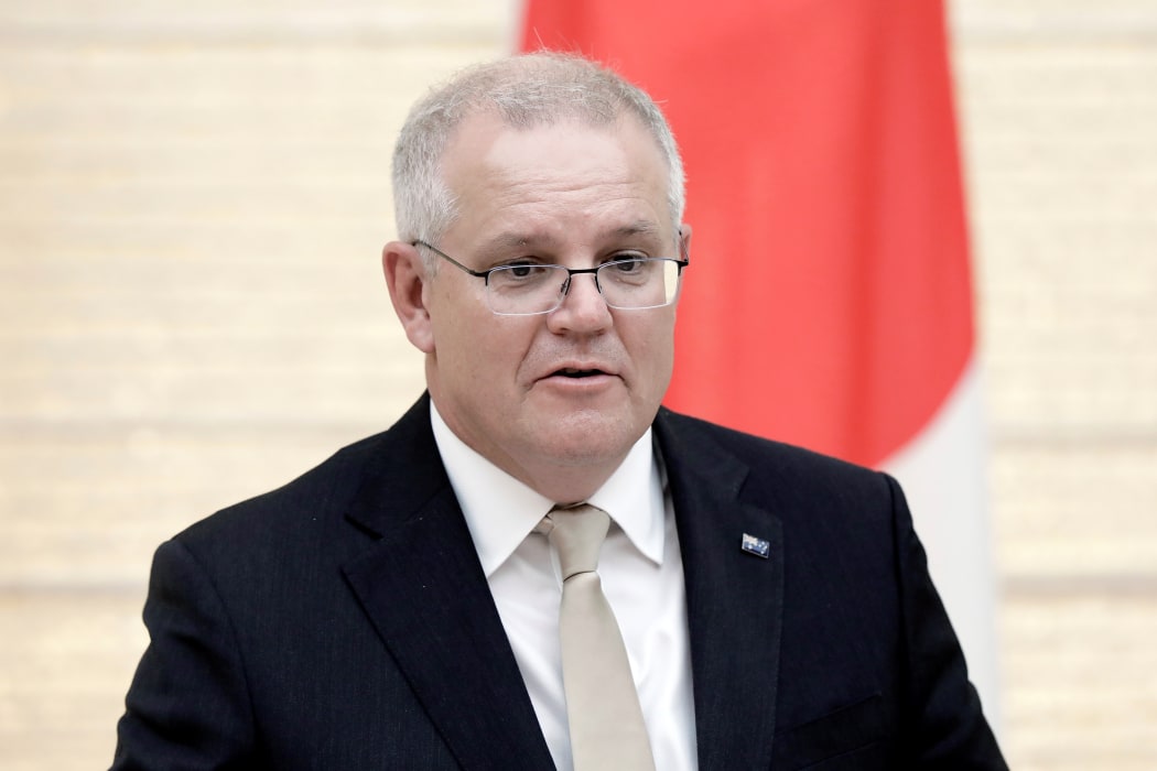 Australia's Prime Minister Scott Morrison speaks during a joint news conference in Japan on November 17, 2020.
