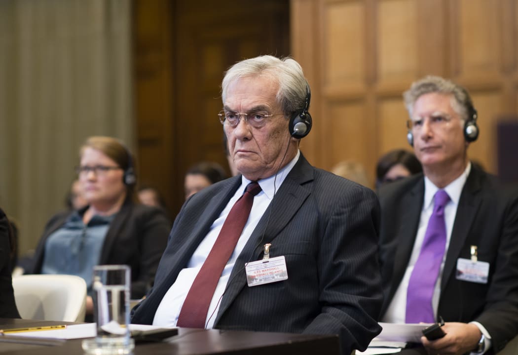 The former foreign minister of the Marshall Islands, Tony de Brum, at the International Court of Justice in The Hague.