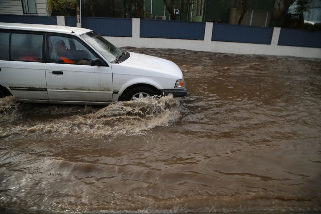 Flooding on Beachcroft Avenue, Auckland, June 29, 2016