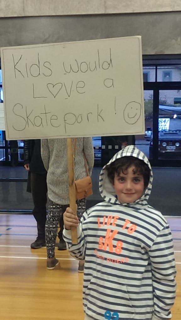 A keen skateboarder at the community board meeting.
