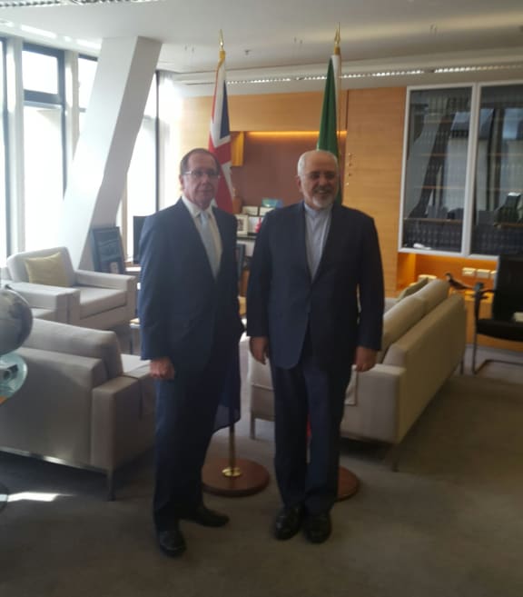 Murray McCully and Mohammad Javad Zarif.