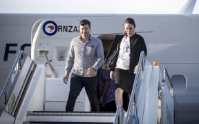 Prime Minister Jacinda Ardern arrives in Samoa with her partner, Clarke Gayford,