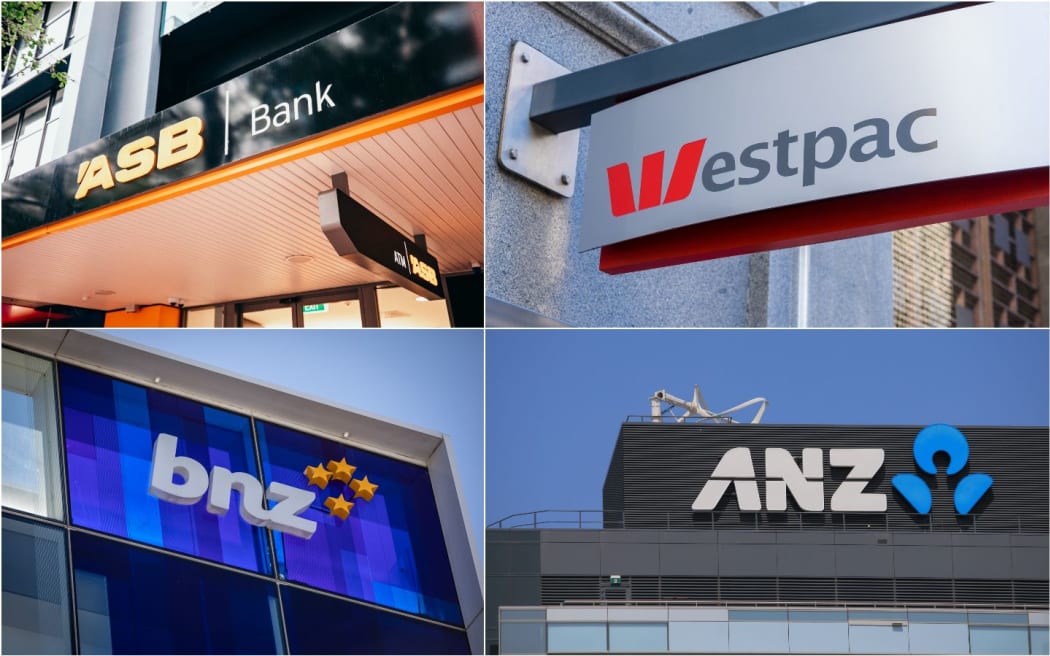 ASB、Westpac、BNZ 和 ANZ 银行标志。