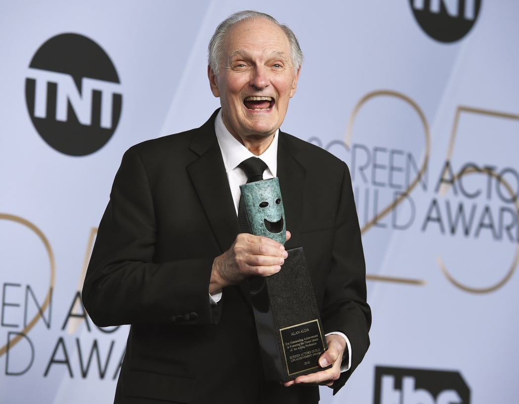 Alan Alda poses with the Life Achievement Award at the 25th annual Screen Actors Guild Awards at the Shrine Auditorium & Expo Hall on Sunday, Jan. 27, 2019, in Los Angeles.