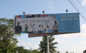 A billboard outside Vatuwaqa Primary School, authorised by the Fiji Government.