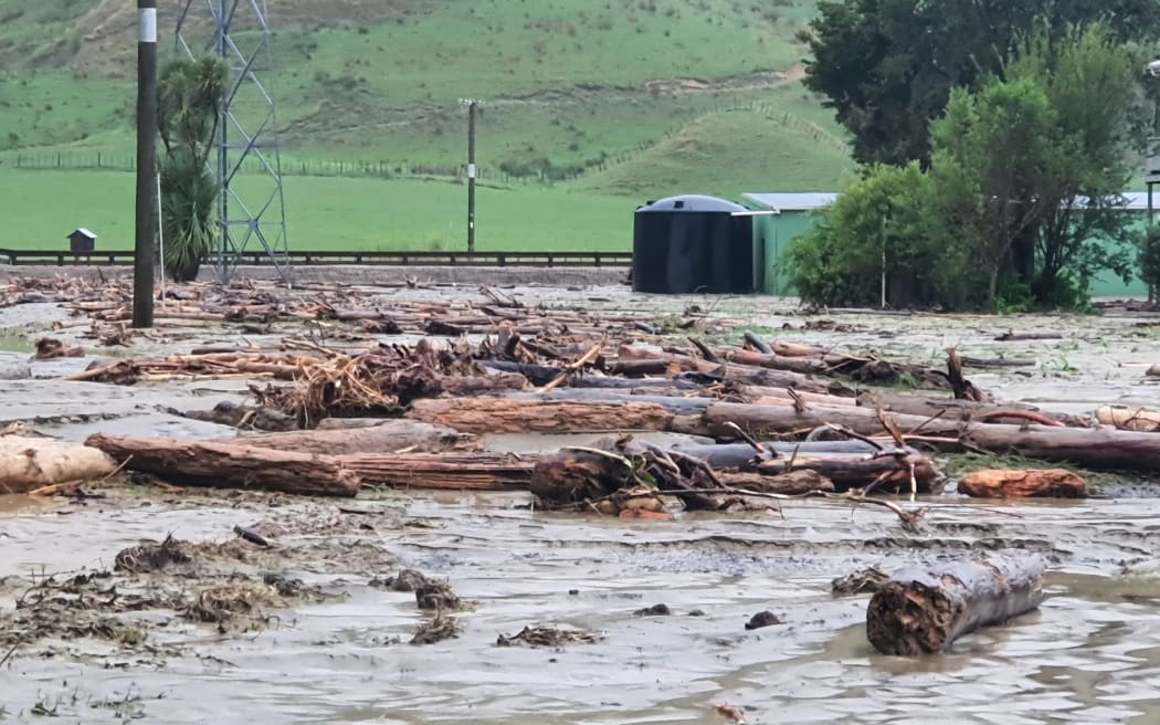 In Tairāwhiti, farmers near Tolaga Bay saw forestry slash and land damage from winds and heavy rain as a result of Cyclone Gabrielle.