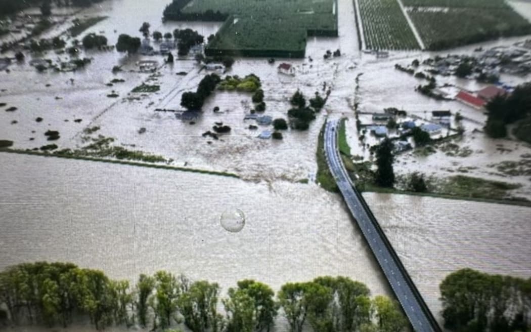 the small township of Fernhill west of Hastings after the Ngaruroro River burst its banks.