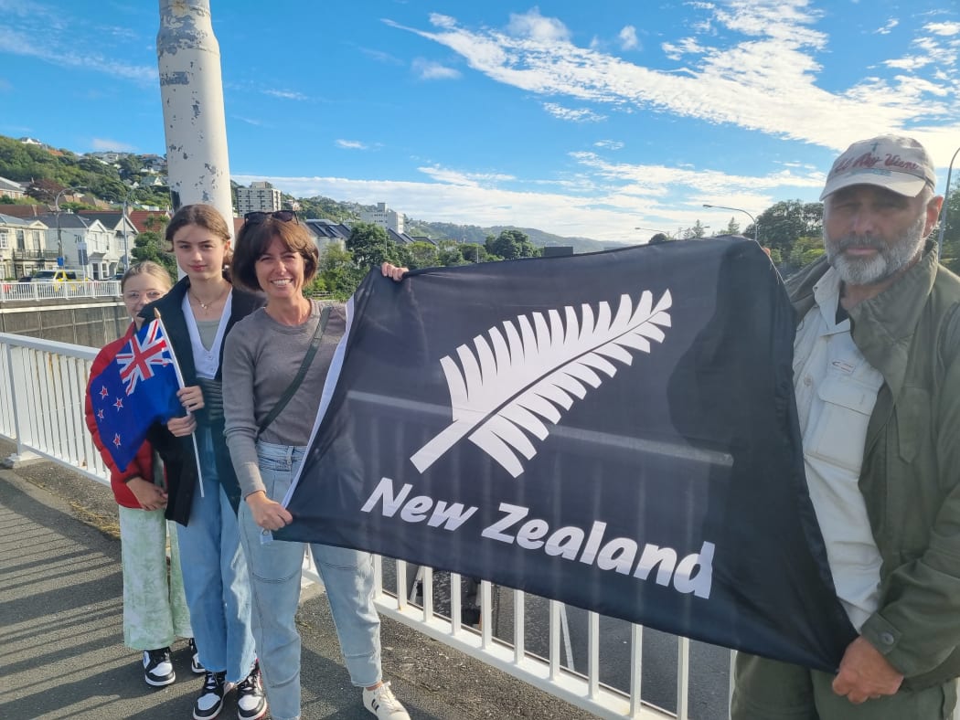 Protest supporter Veronica with her family in Wellington said she had lost her job due to vaccine mandates which she said were discriminatory and had caused division in society.