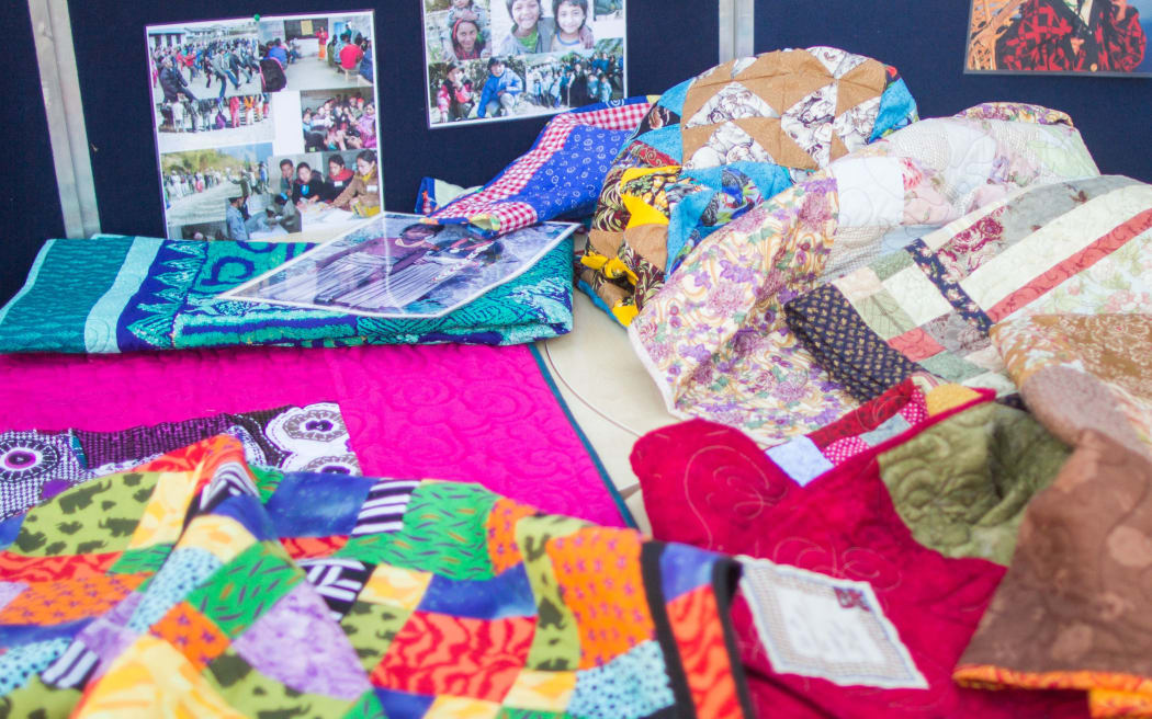 Quilts handmade in Canterbury, which will be sent to victims of the Nepal earthquake.
