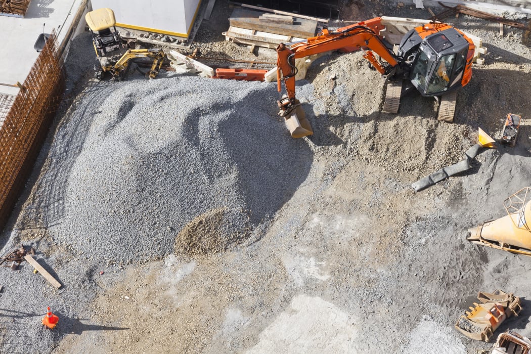 Gravel being used in foundations at a building site in Auckland.