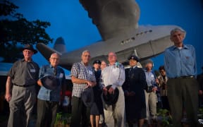 A group of veterans who were once stationed Laucala Bay, Suva, at the unveiling of a memorial 50 years later.