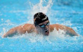 Jack Conger of the United States competes in a preliminary heat of the Men's 200 Meter Butterfly during Day 3 of the 2016