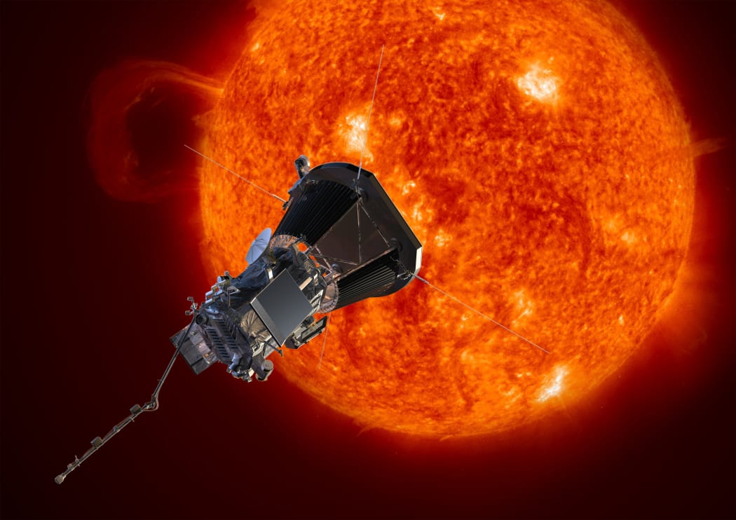 Artist’s concept of the Parker Solar Probe spacecraft approaching the sun. Launching in 2018,