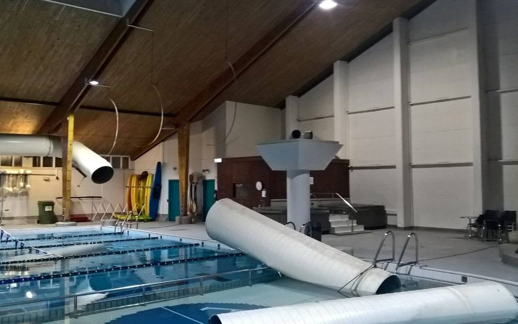 Ducts attached to the roof of the Keith Spry Pool in Johnsonville fell into the pool after the Kaikoura earthquake.