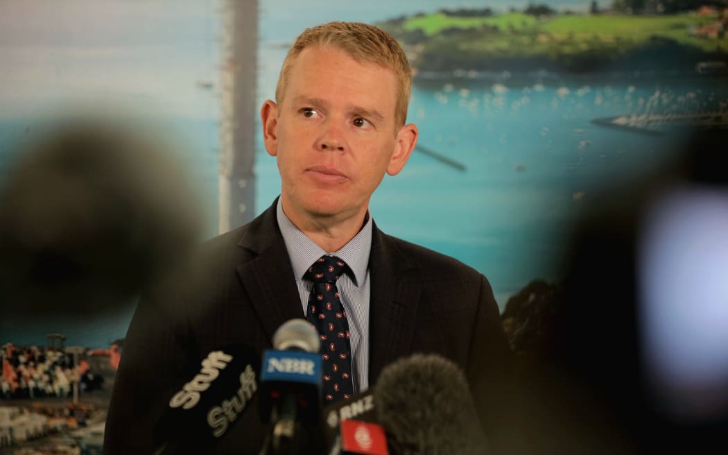 Prime Minister Chris Hipkins speaks to media after meeting business leaders in Auckland.
