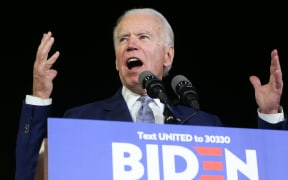 Democratic presidential candidate former Vice President Joe Biden speaks at a Super Tuesday campaign event in Los Angeles, California.
