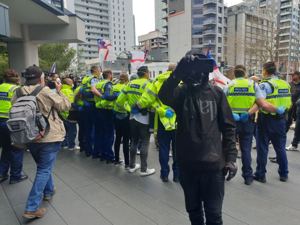 Anti-lockdown protest in Central Auckland