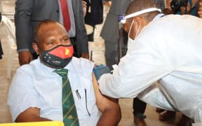 Papua New Guinea's Prime Minister James Marape was the first in his country to get the AstraZeneca Covid-19 vaccine. 30 March, 2021.