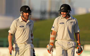Brendon McCullum and Tom Latham during first Test against Pakistan in Abu Dhabi in 2014.