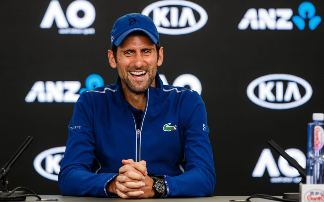 Novak Djokovic during the Australian Open 2018 player press conference.