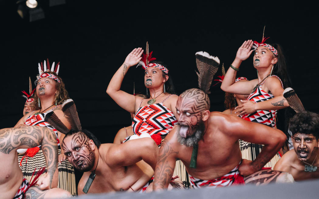 Wairoa's Mātangirau performing at Te Matatini Day Two, Eden Park, 23 February, 2023