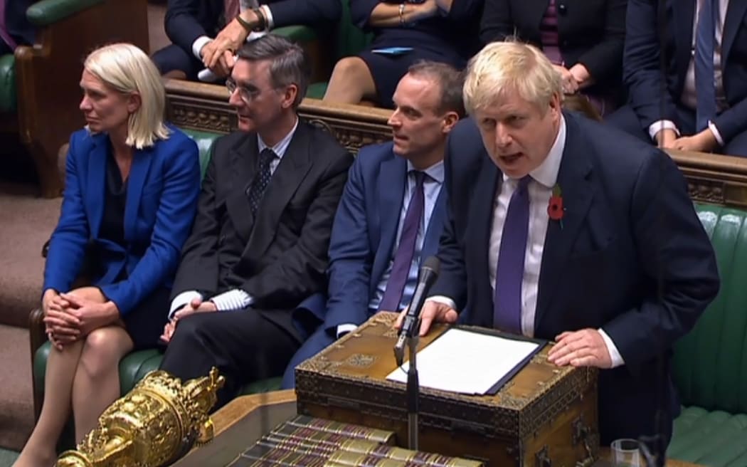 UK Prime Minister Boris Johnson speaks in the debate on holding an early general election.