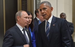 Russian President Vladimir Putin, at left, and US President Barack Obama on the sidelines of the G20 summit in China.September 5, 2016.