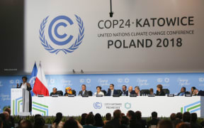 Mae Jemison gives a speech during COP 24, the 24th Conference of the Parties to the United Nations Framework Convention on Climate Change. Katowice, Poland on 4 December, 2018.
