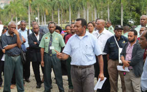 Papua New Guinea parliament staff protest over pay conditions, August 2014.