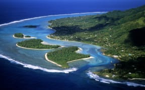 South Pacific, Cook Archipelago, Rarotonga Island (aerial view).