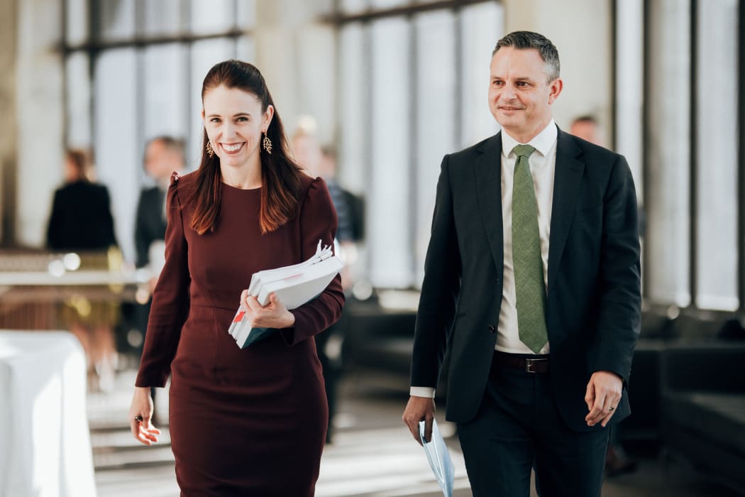 Prime Minister Jacinda Ardern with Climate Change Minister James Shaw.