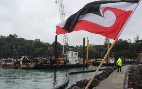 Marina protest at Kennedy Point on Waiheke Island.