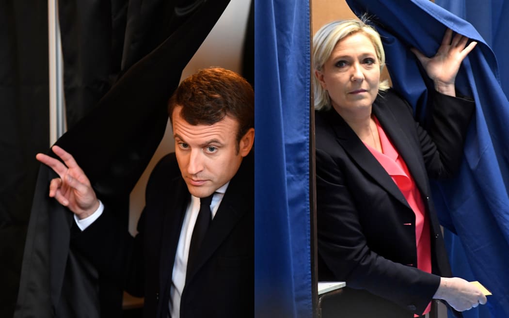 Candidates Emmanuel Macron and Marine Le Pen cast their votes in Sunday's ballot.