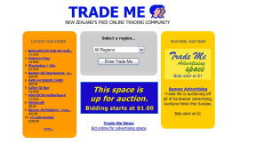 The very first Trade Me homepage from 1999.