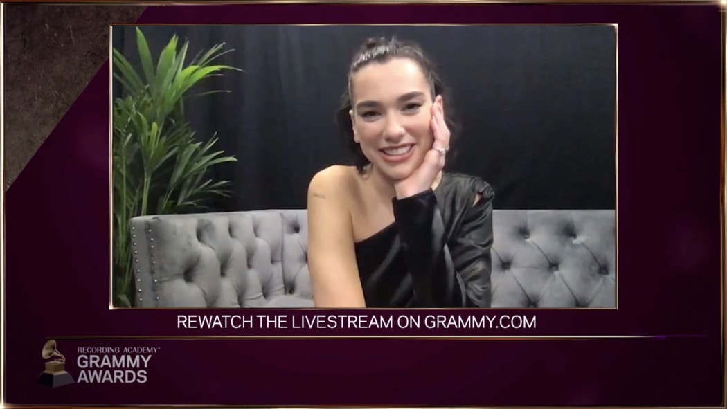 Dua Lipa speaks during the 63rd Annual GRAMMY Awards nominees announcement.