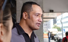 Hurimoana Dennis outside the Auckland district court where he appeared on kidnapping charges.