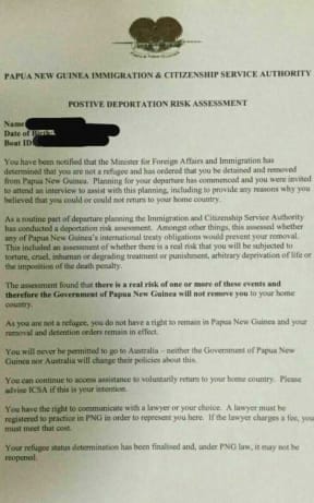 The letter to Manus Island asylum seekers
