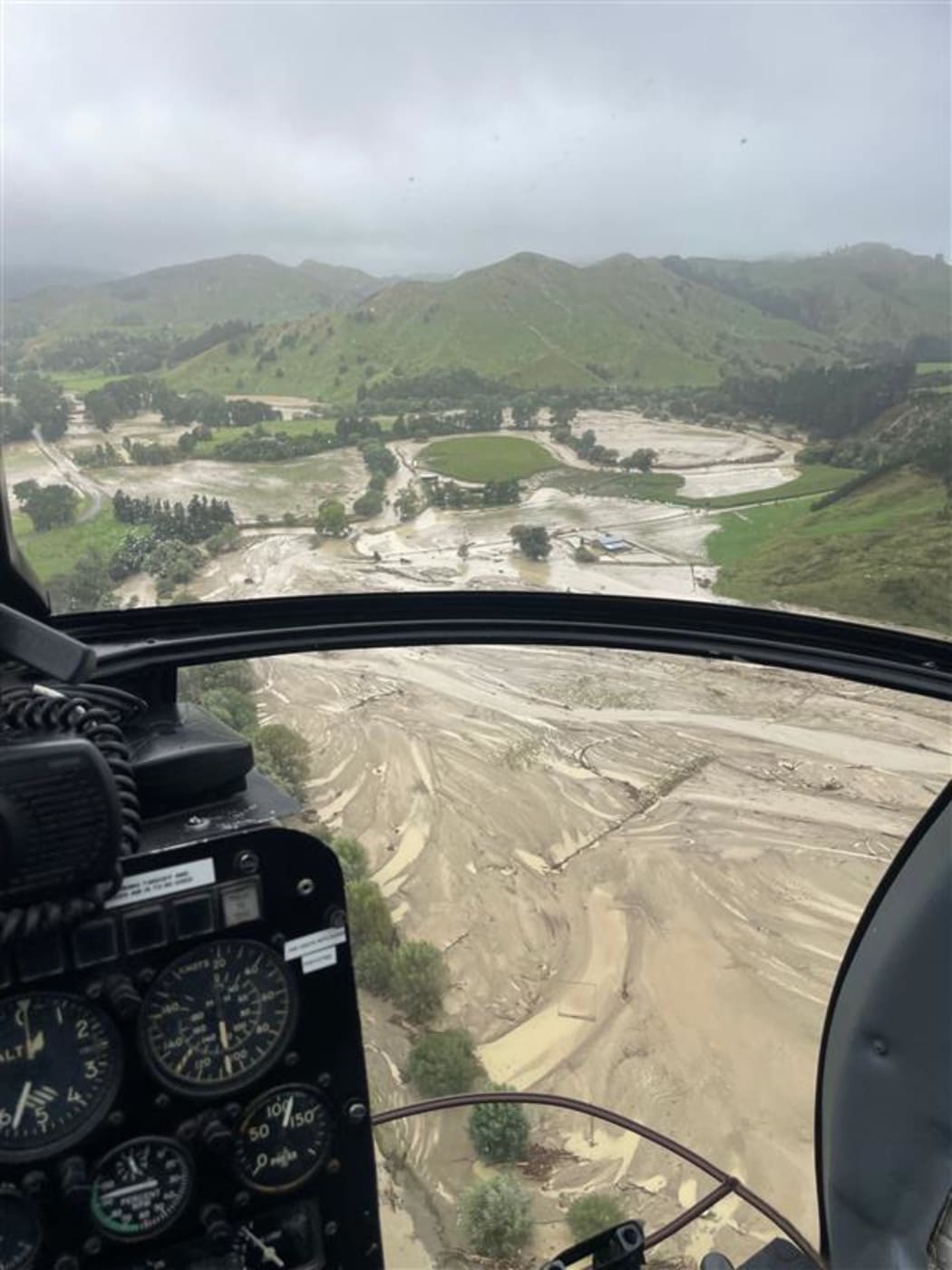 The Waipaoa River, near Gisborne, during Cyclone Gabrielle, 14/2/23