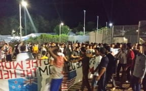 The Nauru protest at OPC1 on Tuesday 9-8-17.