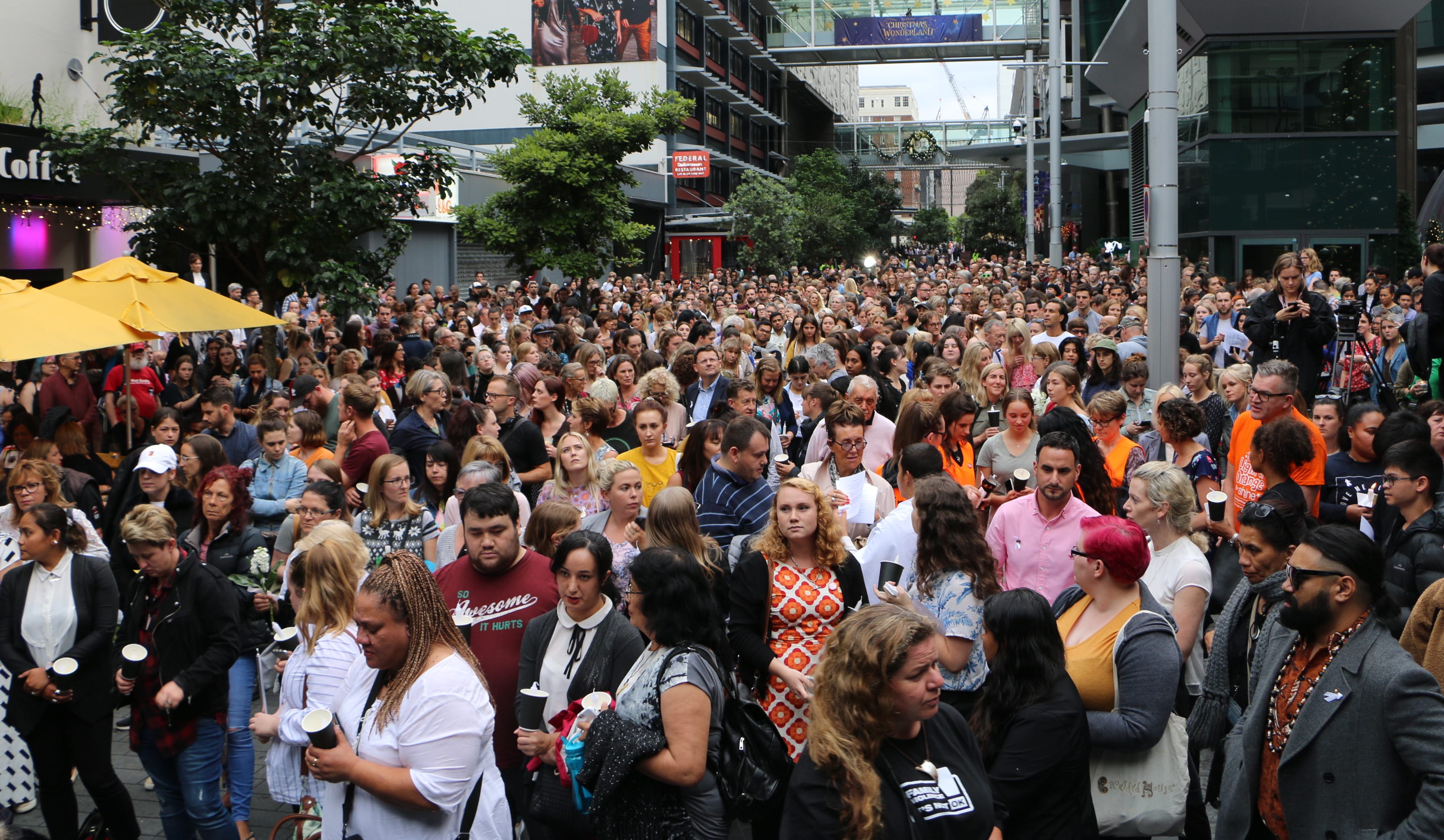 Crowds gather in Auckland for the vigil of Grace Millane.