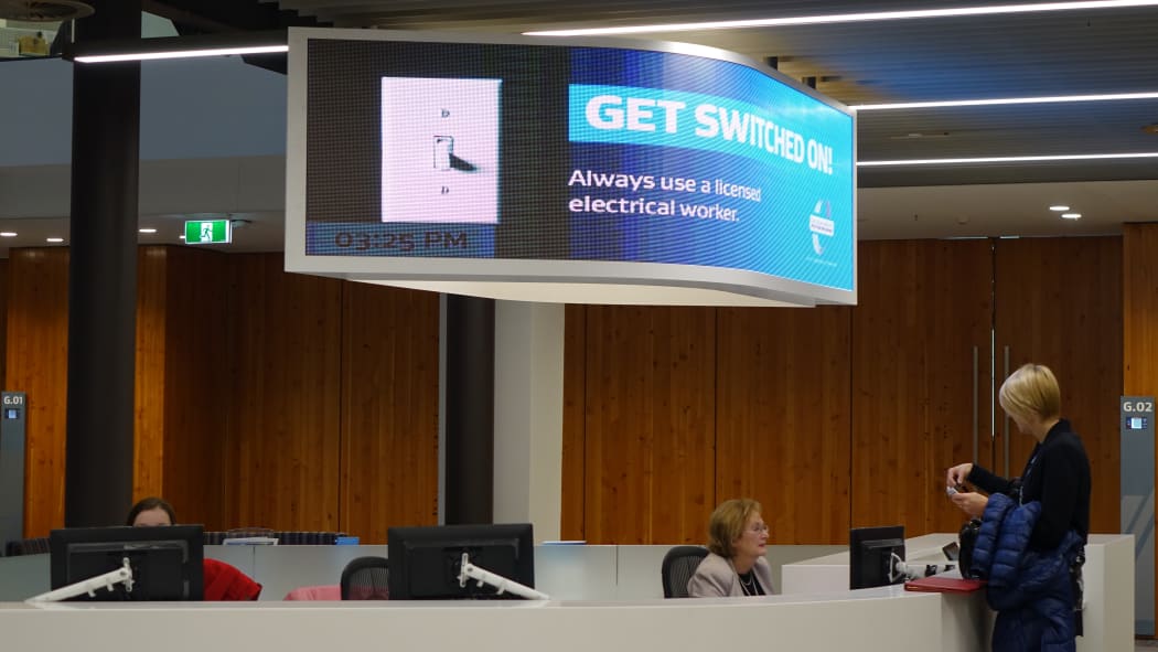 Display monitor in the reception of the The Ministry of Business, Innovation and Employment