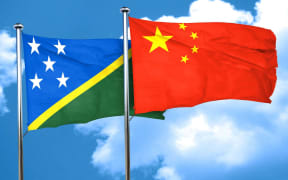 Solomon islands flag with China flag.