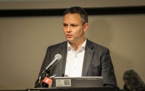 Climate Change Minister James Shaw at the University of Canterbury announcing six projects to be supported by the government’s clean-powered public service fund.