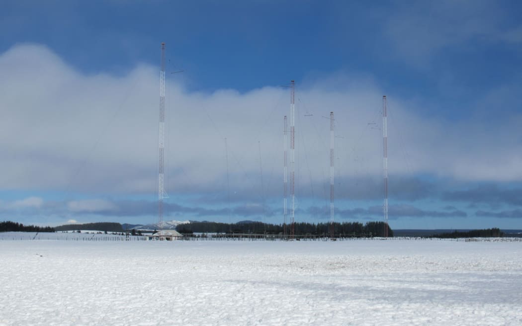RNZ Pacific masts and antenna in New Zealand's north island